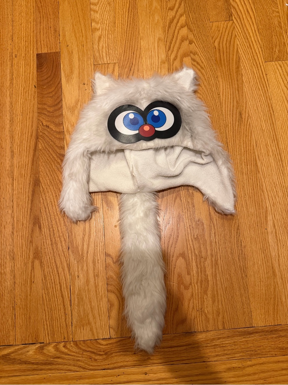White Fuzzy Cat Ear Hat with Tail - Plush Pet Accessory